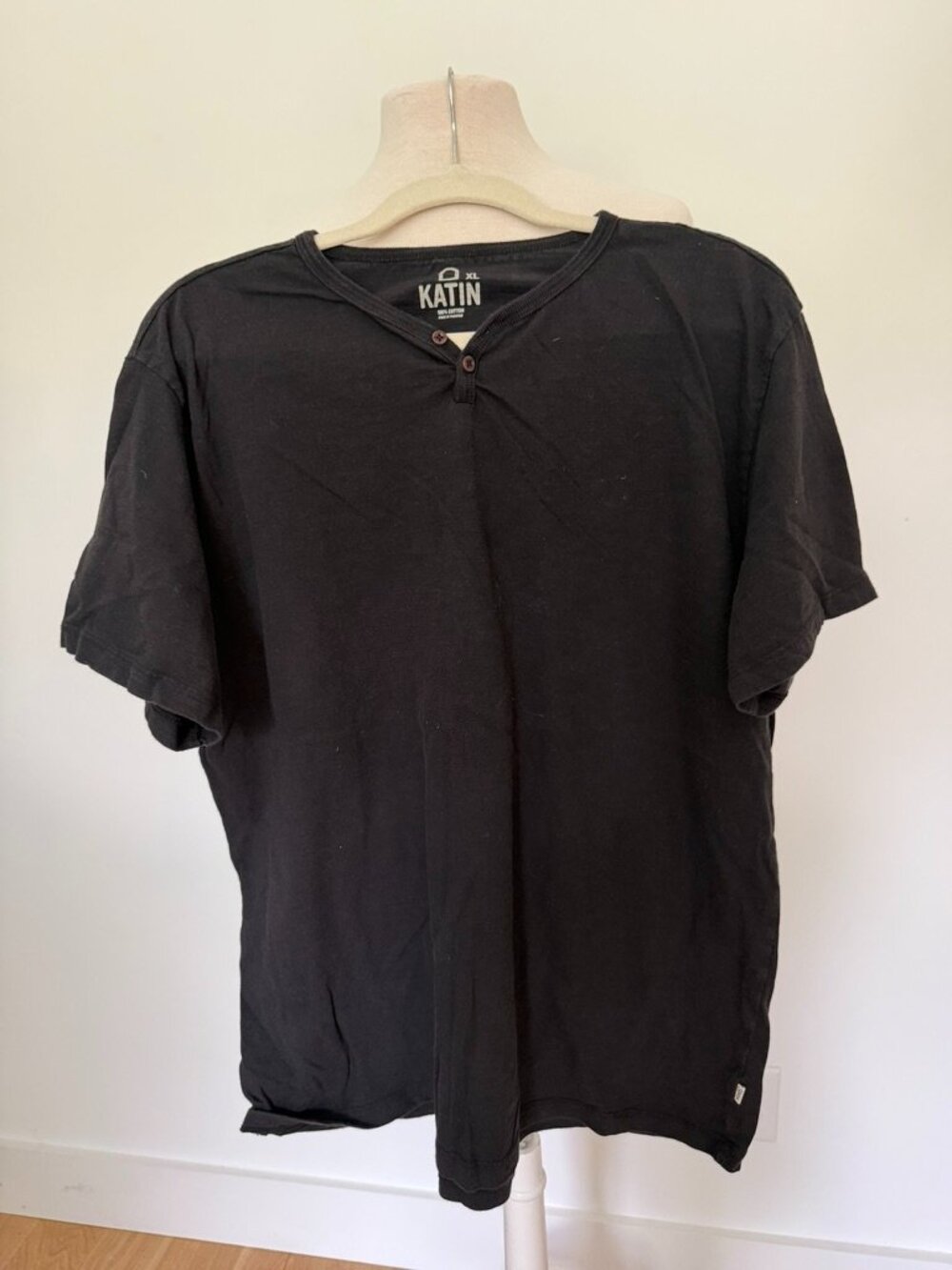 Katin Folk Henley Short Sleeve Black Tshirt